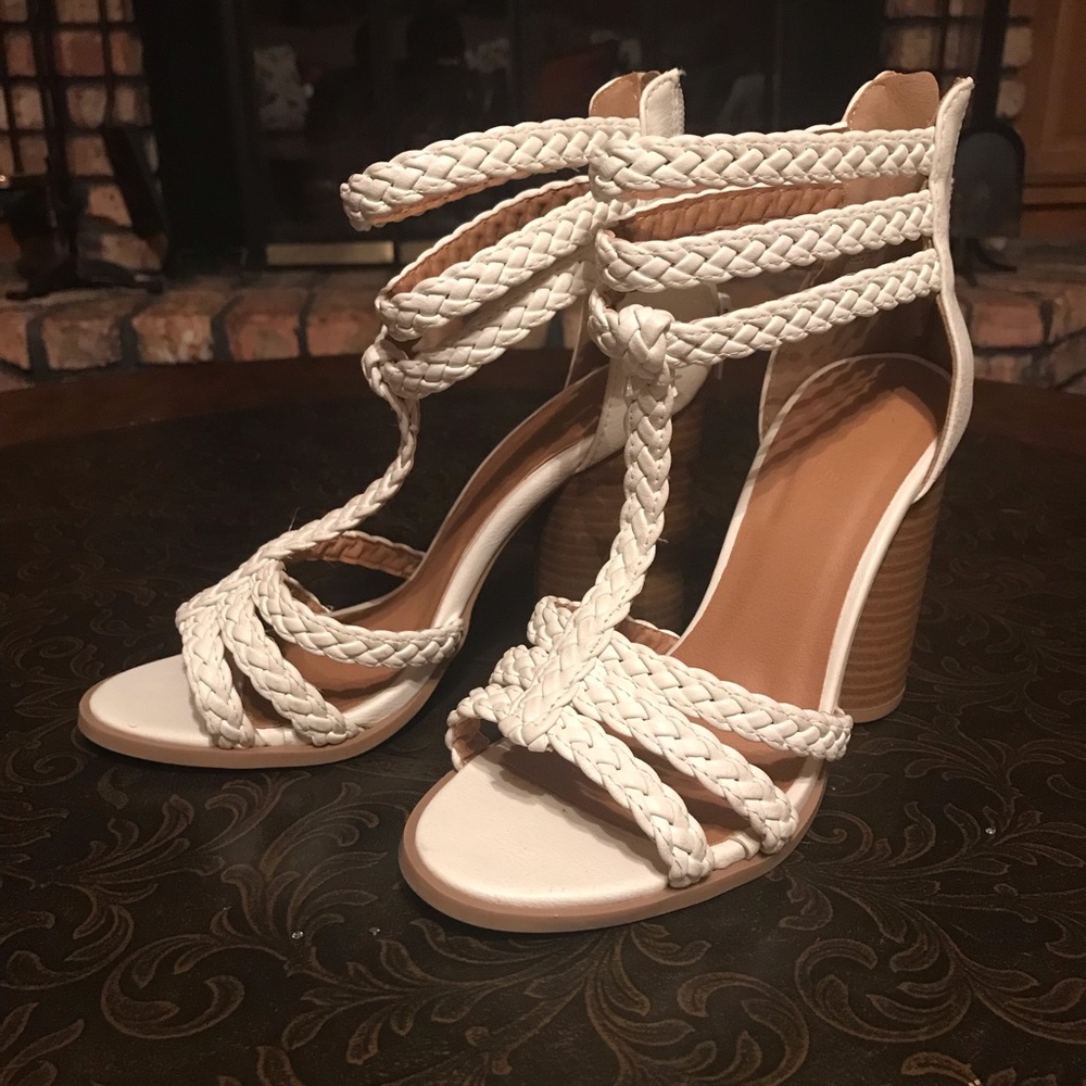 Charlotte Russe white chunky heel sandals